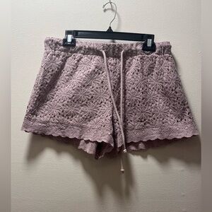 Ban Jara Classic Boho Crochet Lacy Short Shorts, Women’s, Size L, light purple